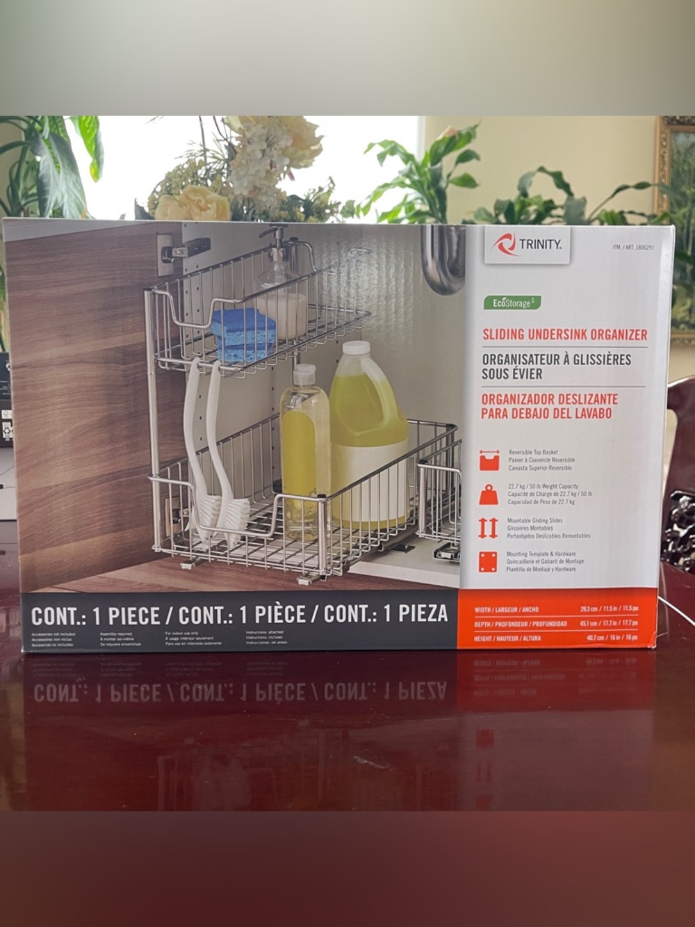 Trinity Silver Sliding Undersink Organizer with Dual Wire Baskets